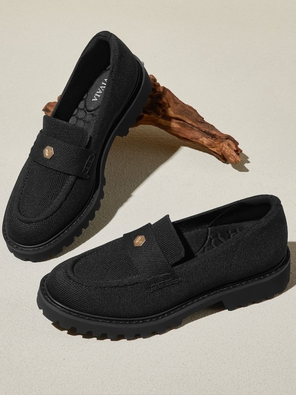 Vivaia Francesca black platform chunky lugged sole penny loafer